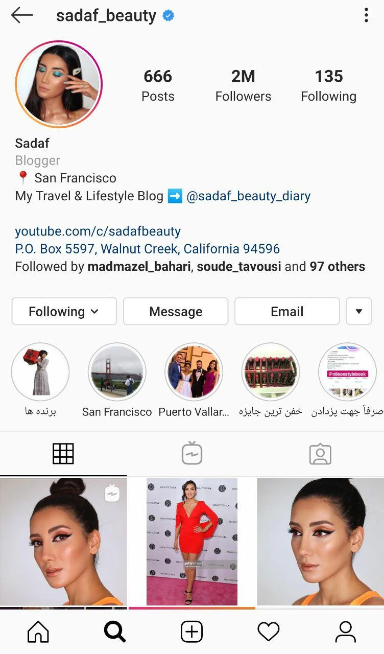 نمونه پیج اینستاگرامی بلاگرها