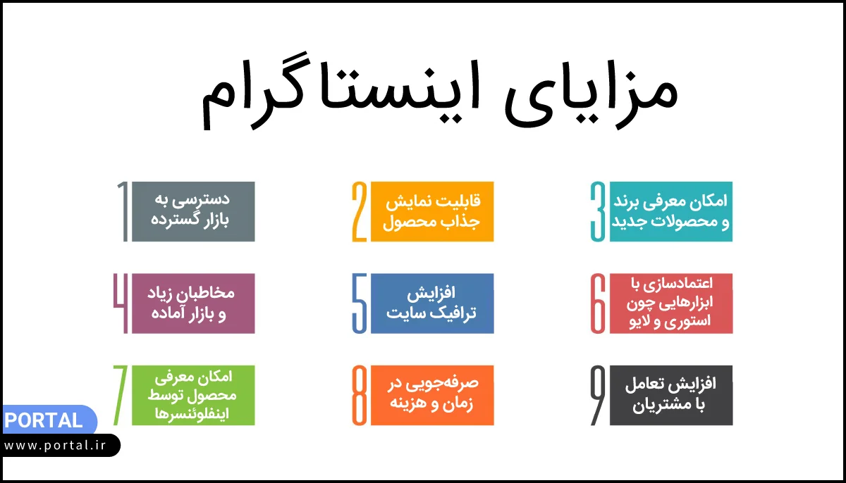 مزایای اینستاگرام - اینفوگرافیک