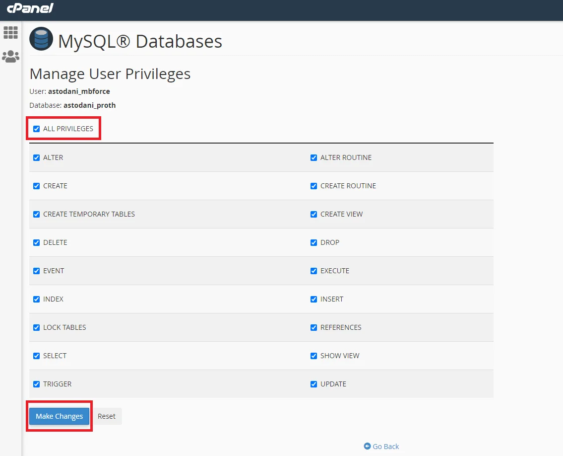 ساخت دیتابیس در سی پنل