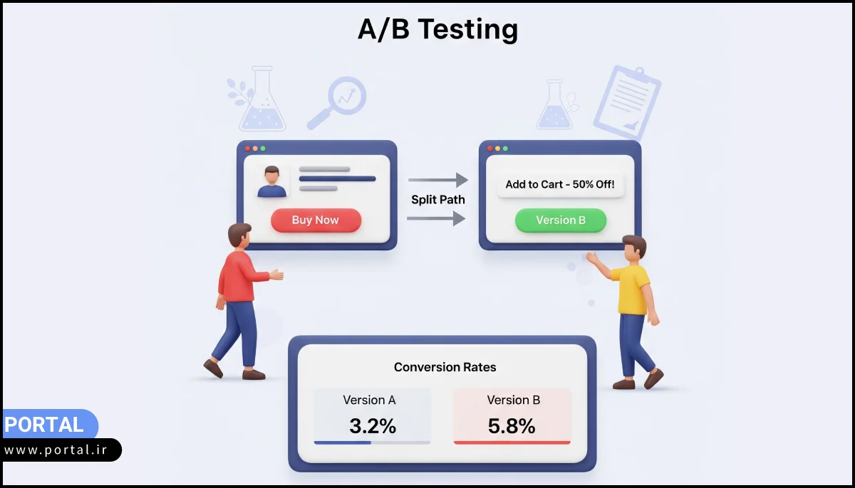 مفهوم تست A/B - عکس کارتونی