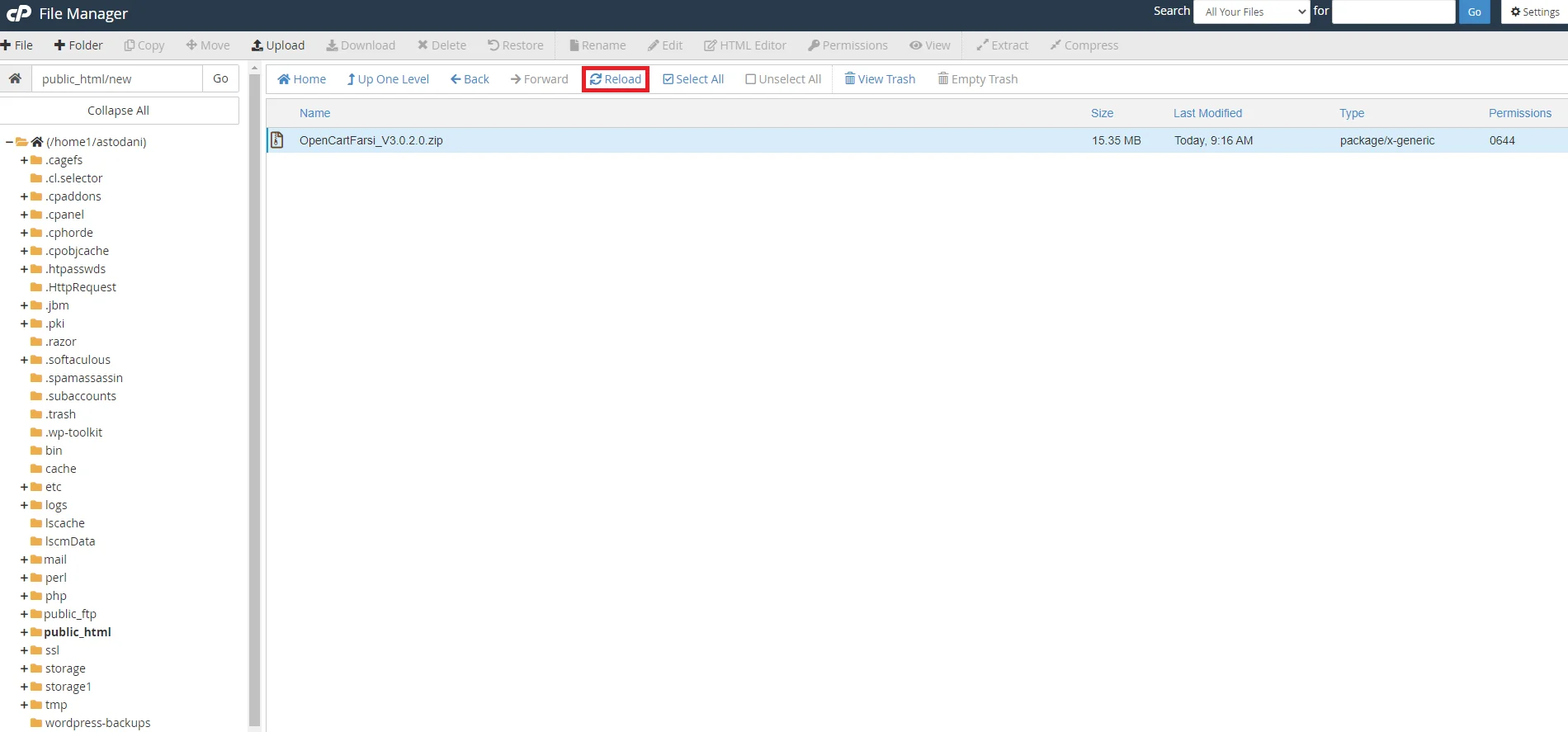 دیدن فایلهای اپن کارت در هاست