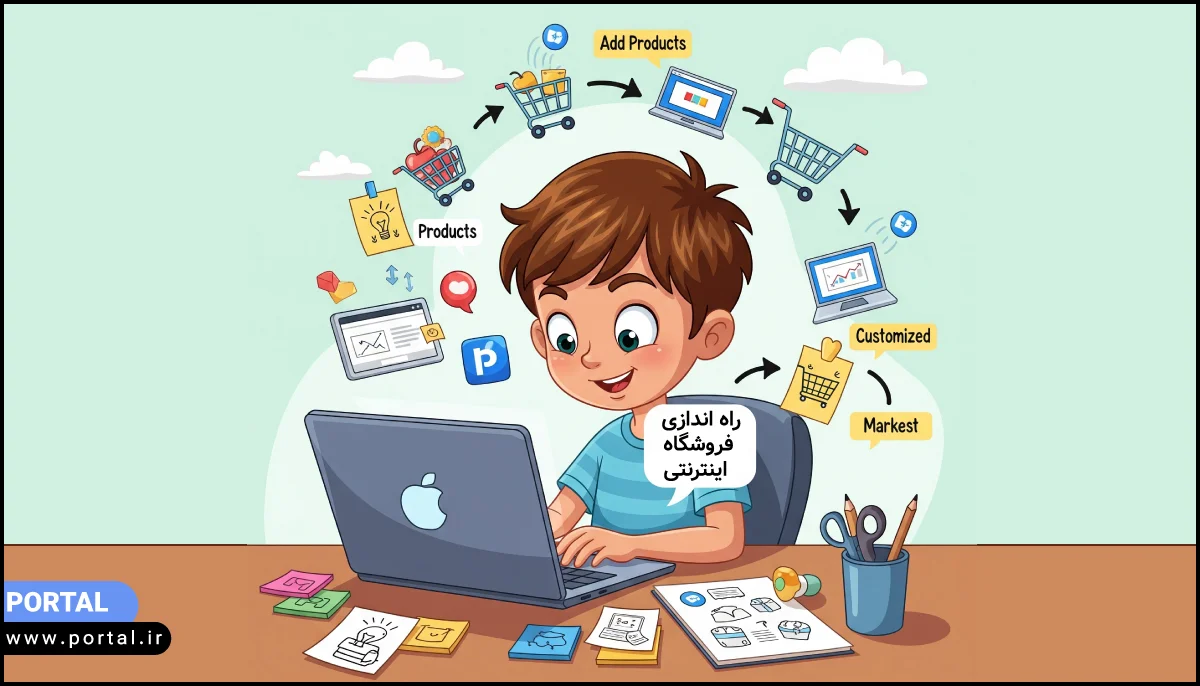 راه اندازی کسب و کار اینترنتی- عکس کارتونی