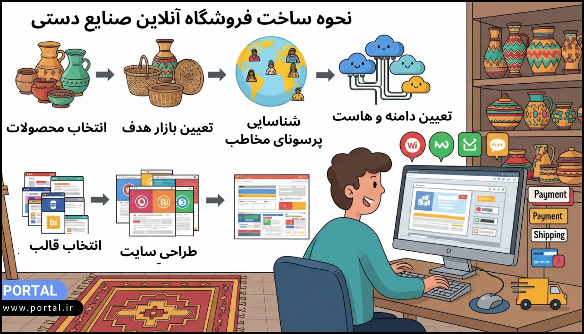 راهاندازی فروشگاه آنلاین صنایع دستی - عکس کارتونی