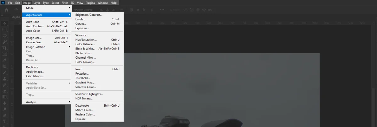 گزینههای منوی image در فتوشاپ
