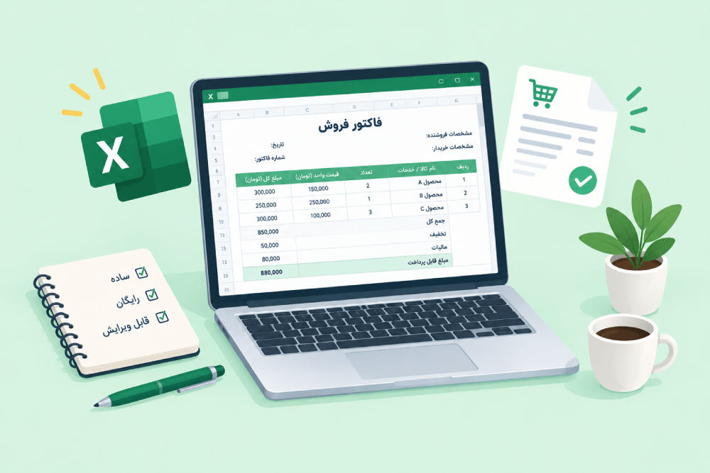 روش اول: ساخت دستی فاکتور فروش با اکسل (ساده و رایگان)