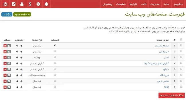 فهرست صفحات داخلی وب سایت